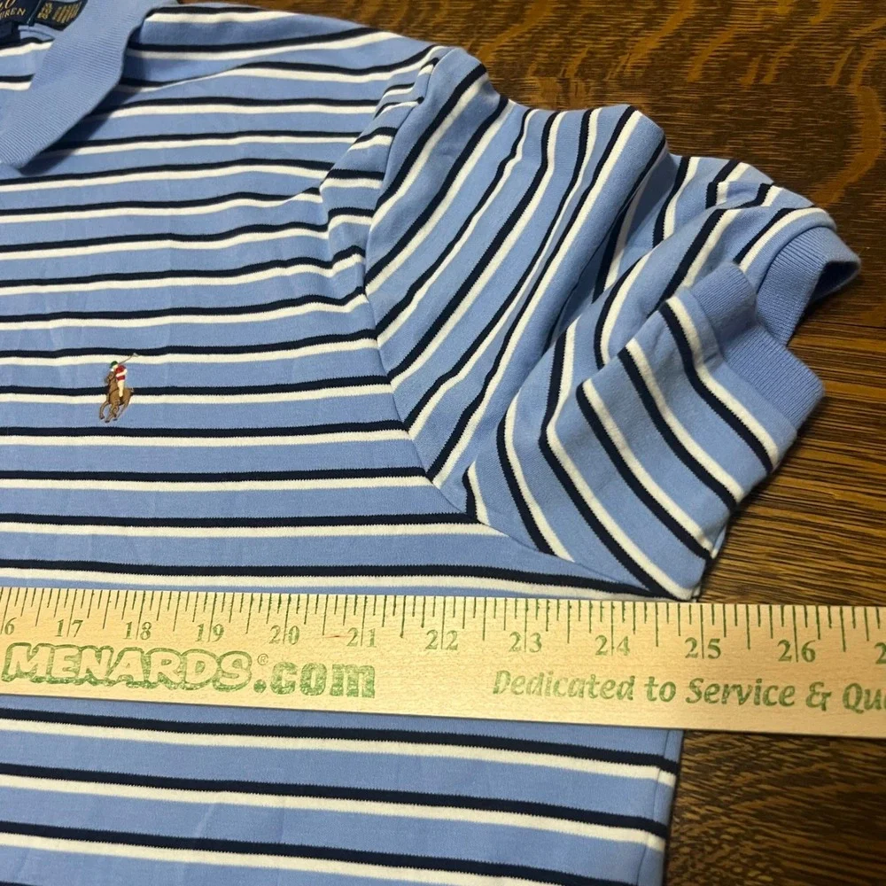 Polo Ralph Lauren Polo Shirt Mens XL Blue Stripe Classic Fit Short Sleeve Cotton
